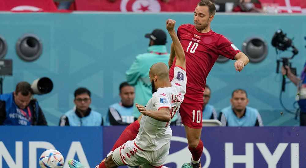 Tunisia holds Denmark to a goalless draw