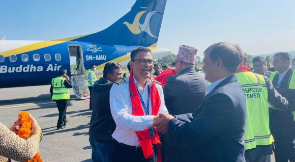 Buddha Air’s ATR-72 aircraft conducts test flight at Surkhet Airport