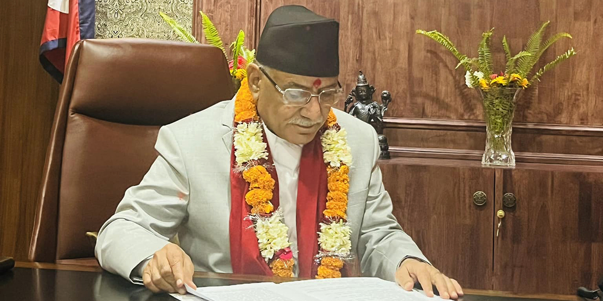 Dahal assumes office at Singha Durbar