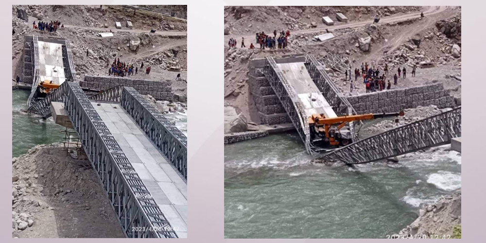Dolpa cut off as floodwater submerges makeshift bridge at Tallubagar of Jajarkot