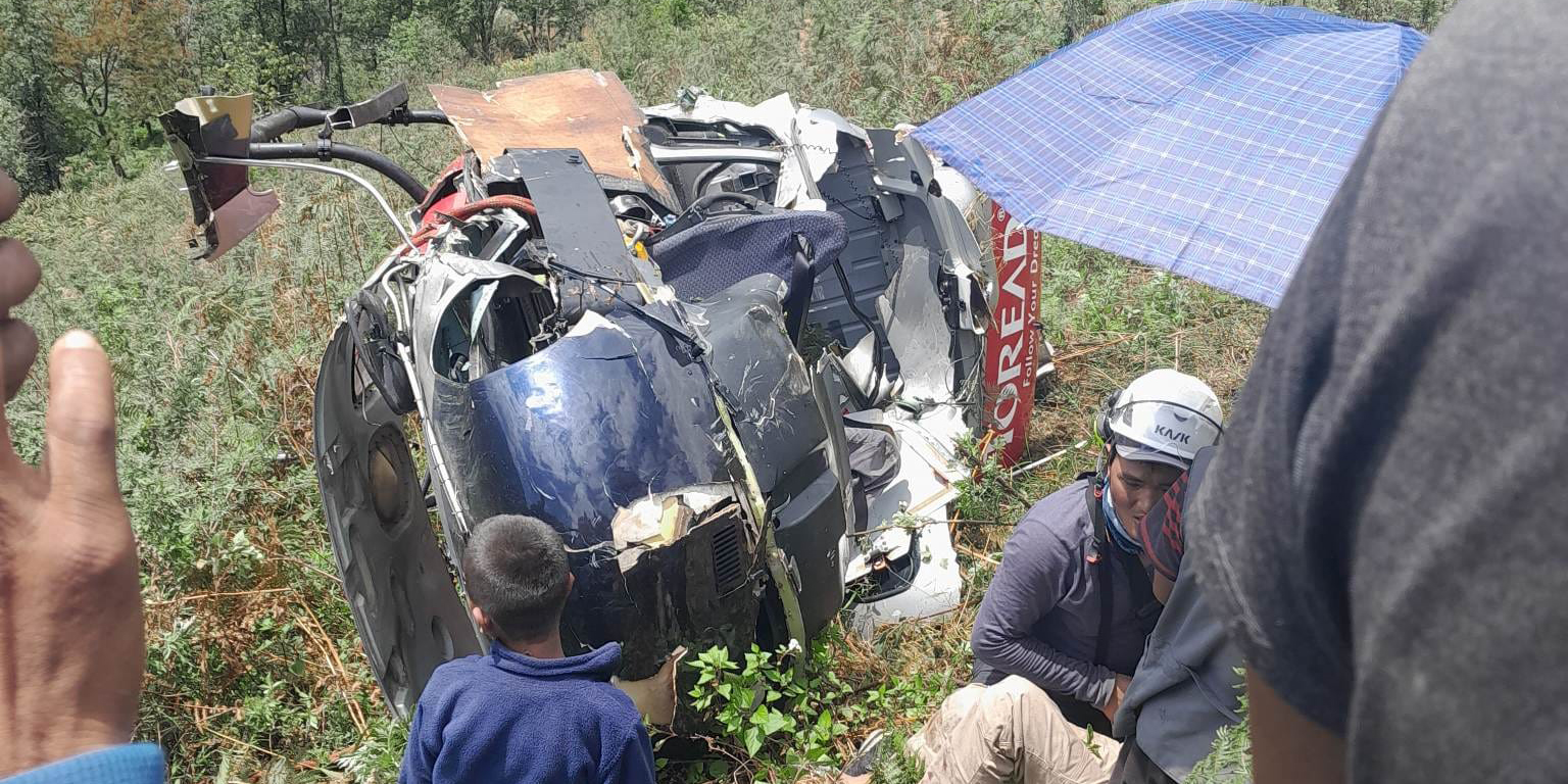 Simrik Air chopper crashes in Sankhuwasabha
