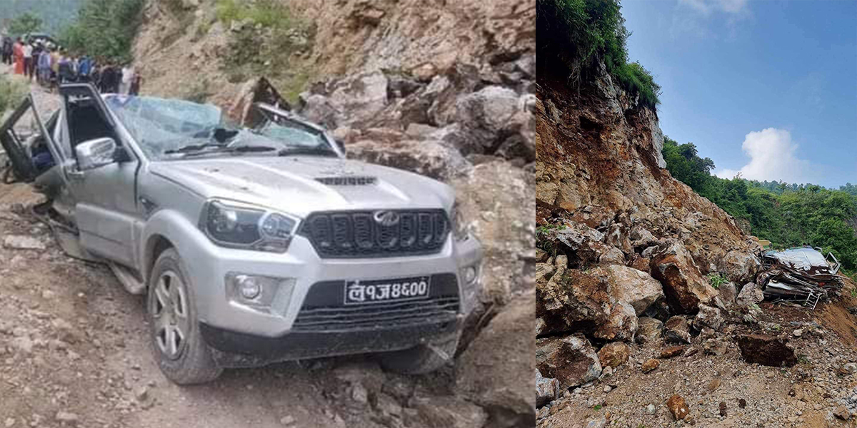 Three dead as rockslide crushes jeep in Palpa