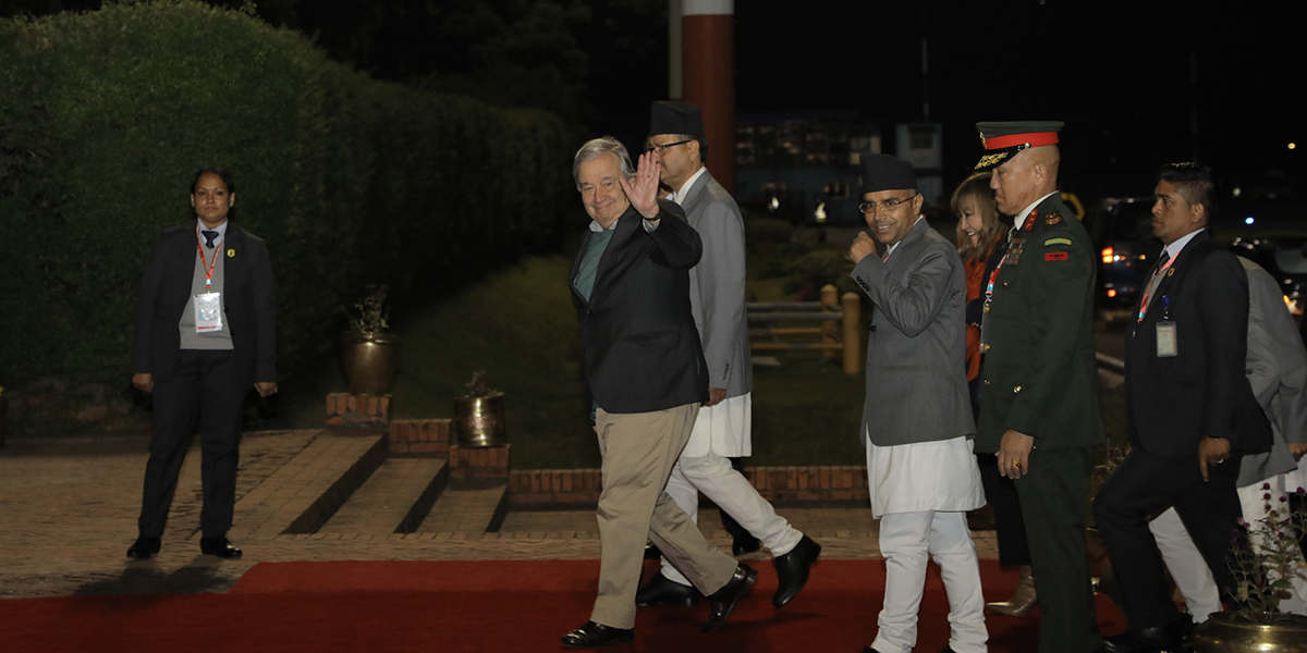 UN Secretary General Guterres arrives in Nepal