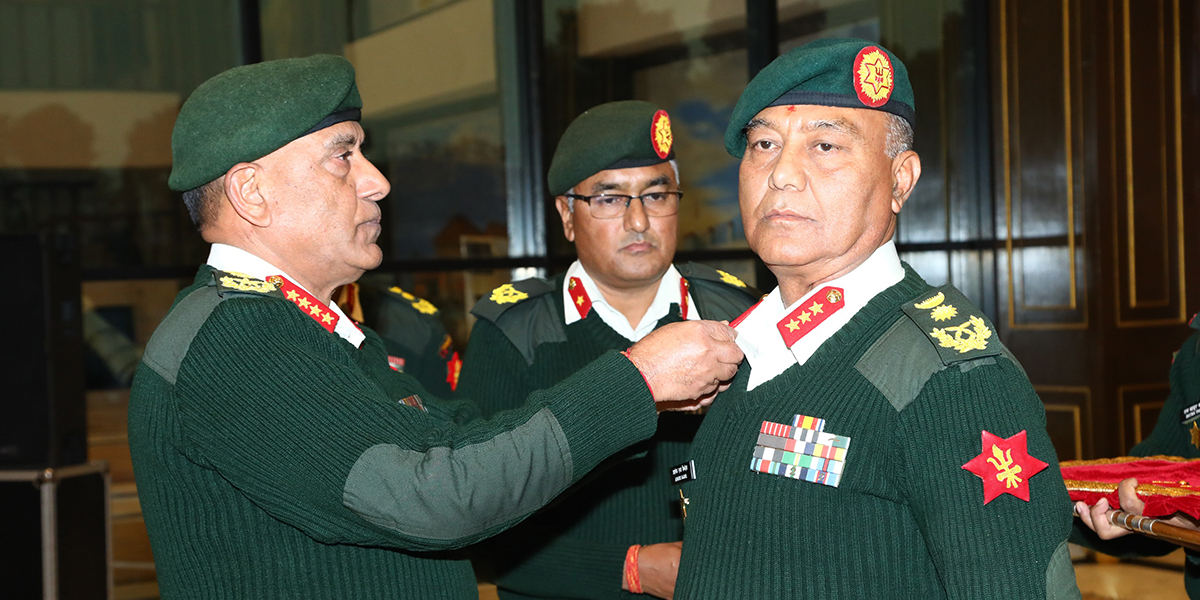 Insignia conferred on new Lieutenant General Ashok Raj Sigdel