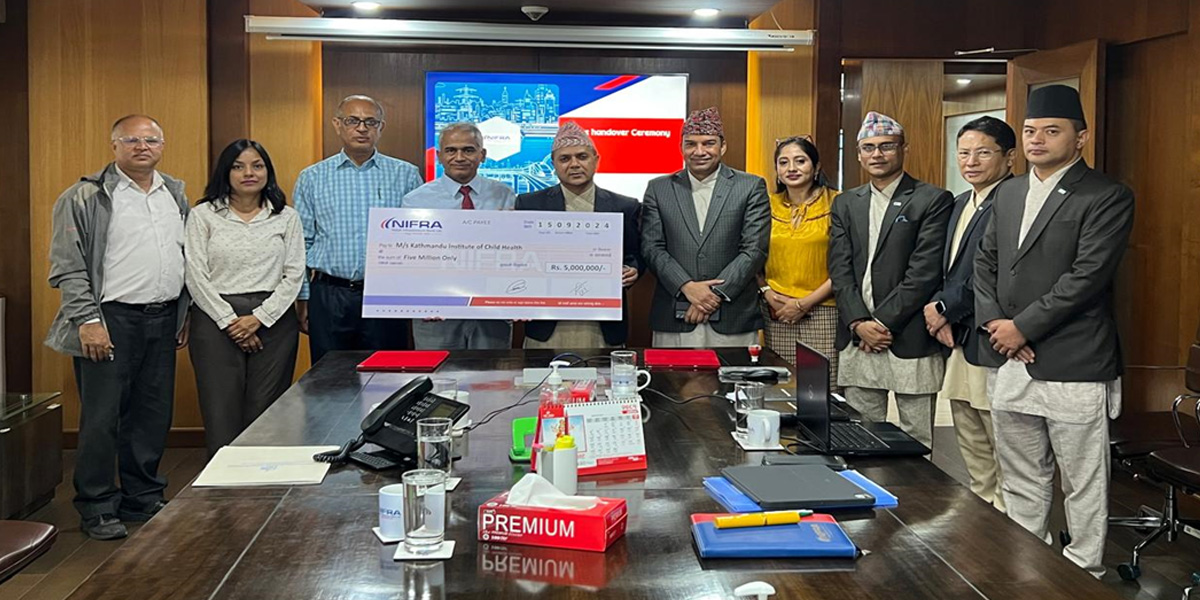 NIFRA donates Rs 5 million to Kathmandu Institute of Child Health