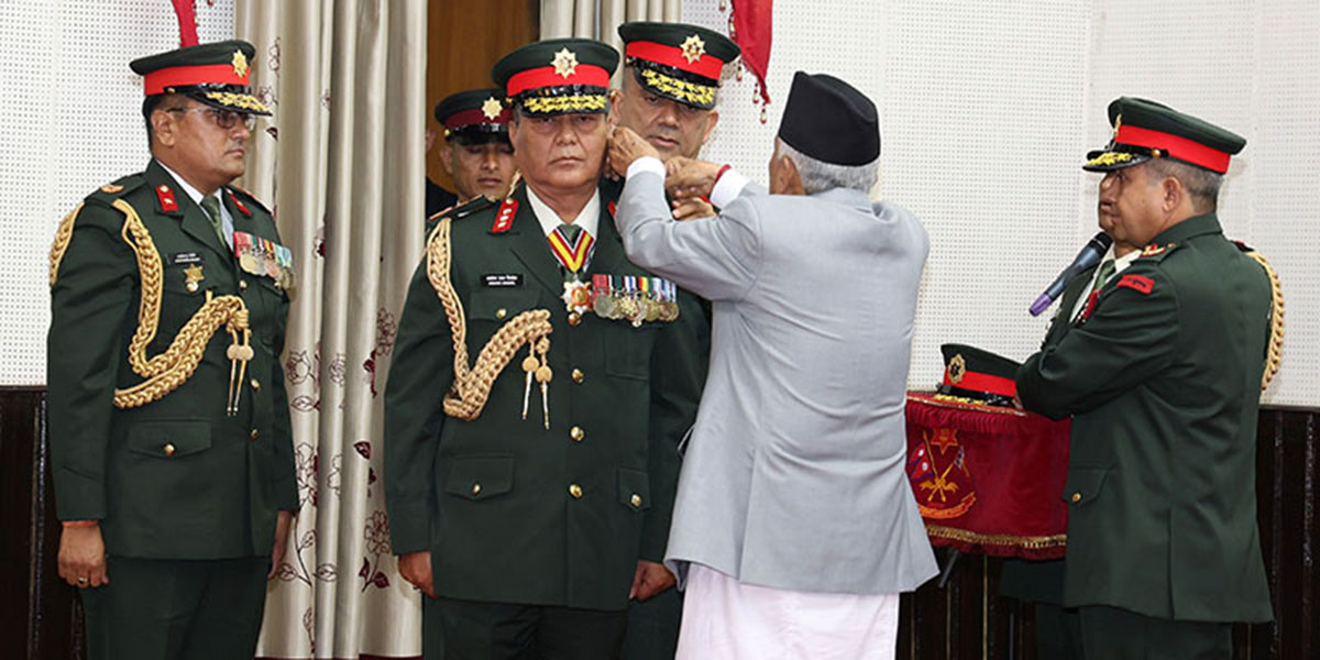 Prez confers insignia on new CoAS Ashok Raj Sigdel