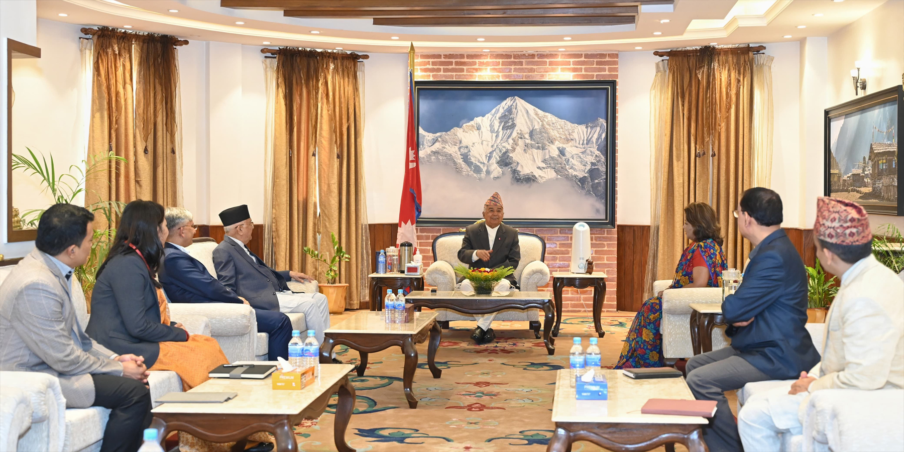 PM Oli briefs Prez on his US visit