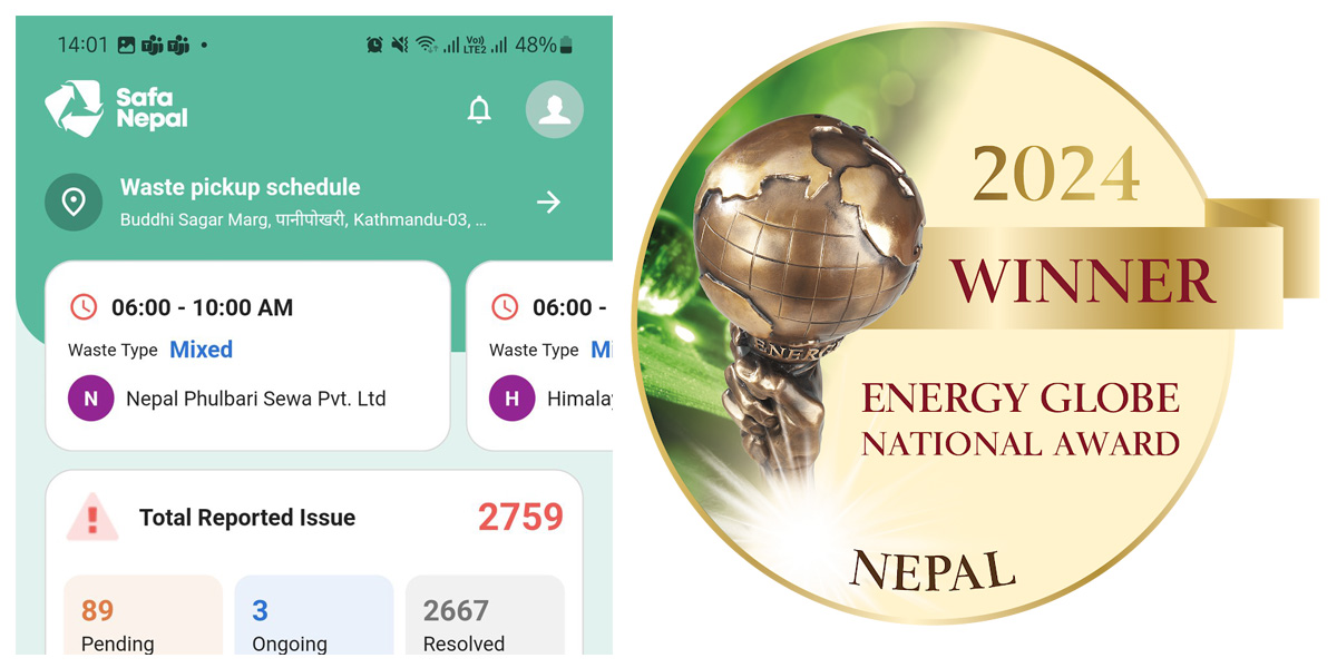 Safa Nepal app honored with National Energy Globe Award-Nepal