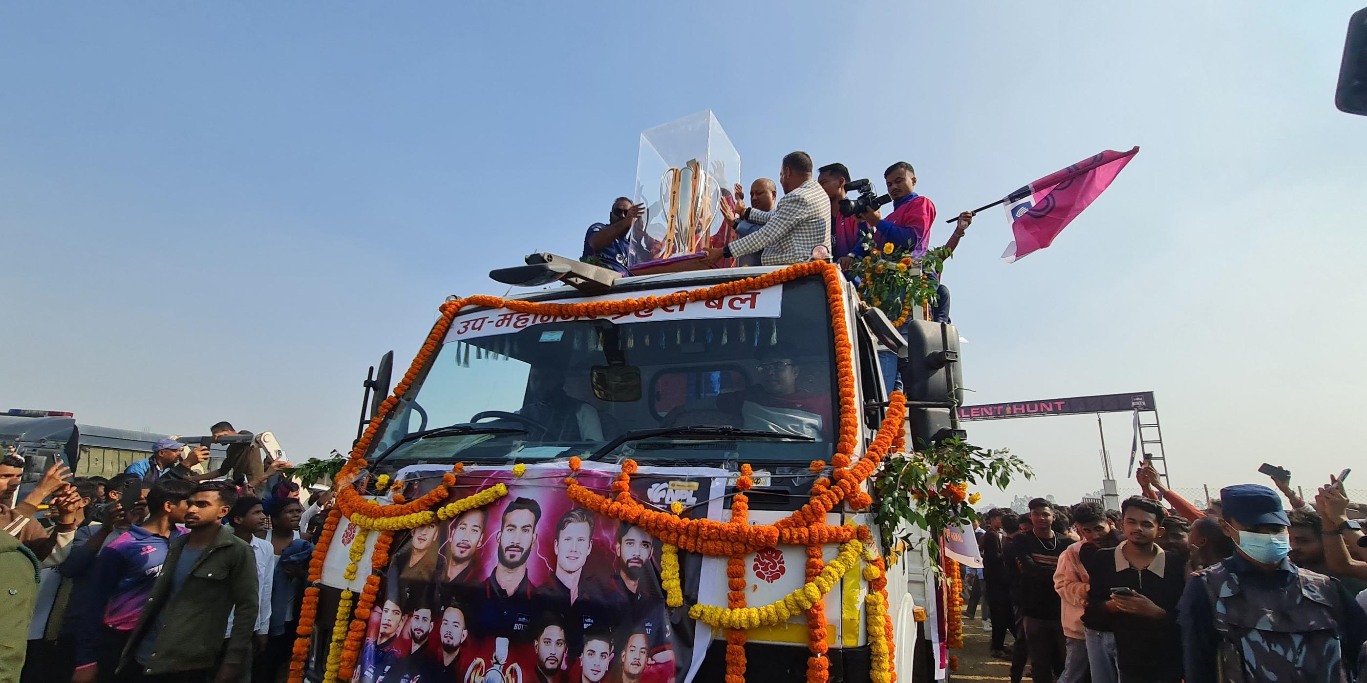 NPL winner Janakpur Bolts holds trophy parade in Janakpur