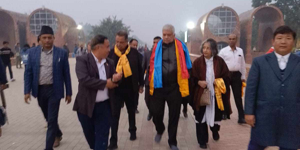 Former Sri Lankan President Wickremesinghe visits Lumbini