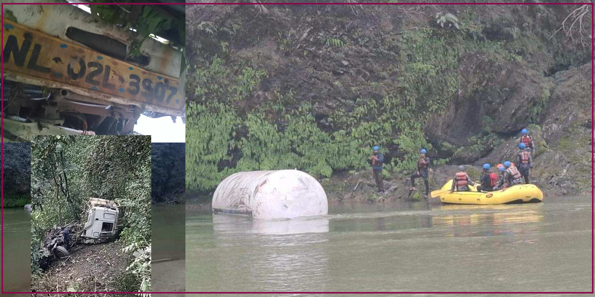 Search on for driver, assistant of LPG tanker that plunged into Trishuli