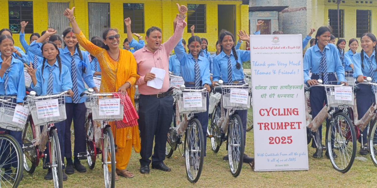 Bicycles gifted to 50 schoolgirls in Dhanusha