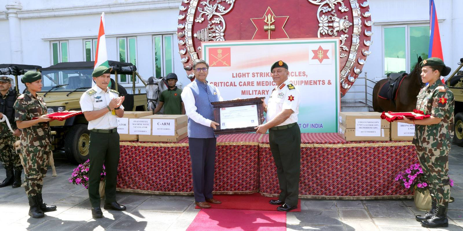 Misri hands over military equipment to Nepal Army