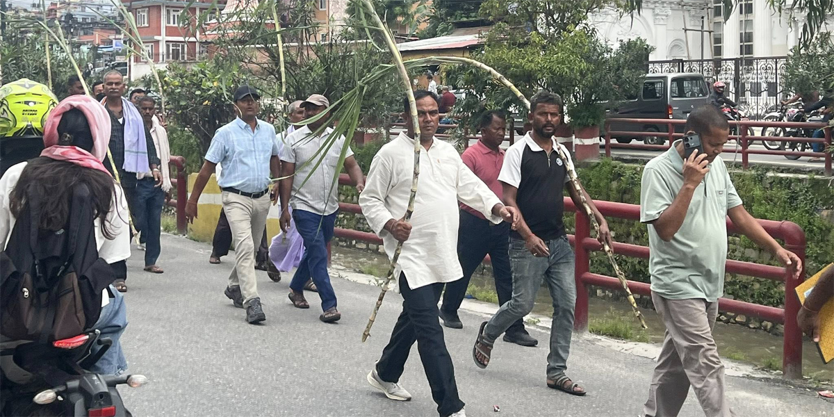 Sugarcane farmers protest in Kathmandu