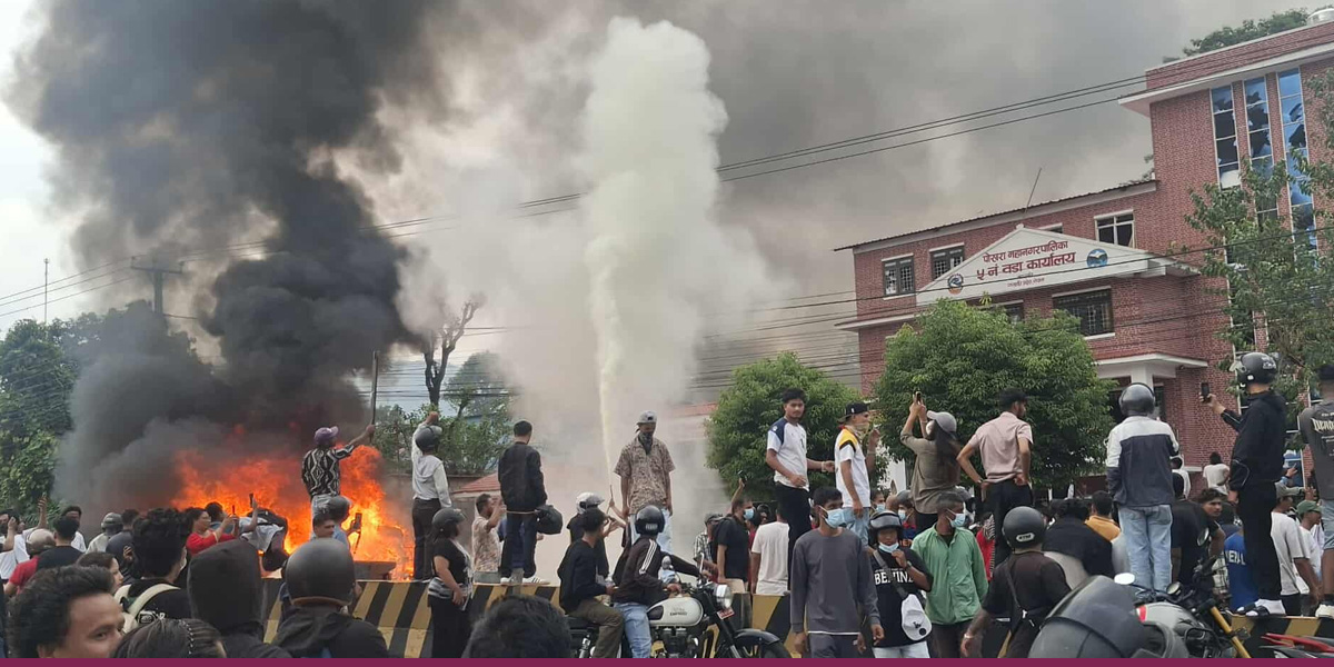 Protesters torch several government buildings in Pokhara