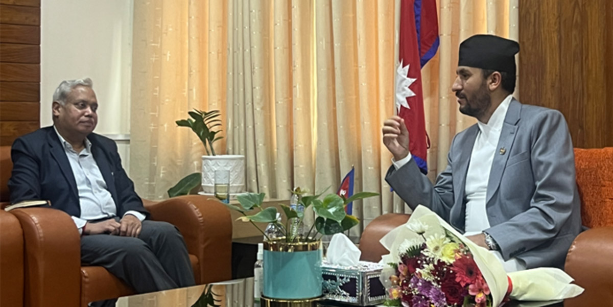 Indian envoy pays courtesy call on Minister Kharel