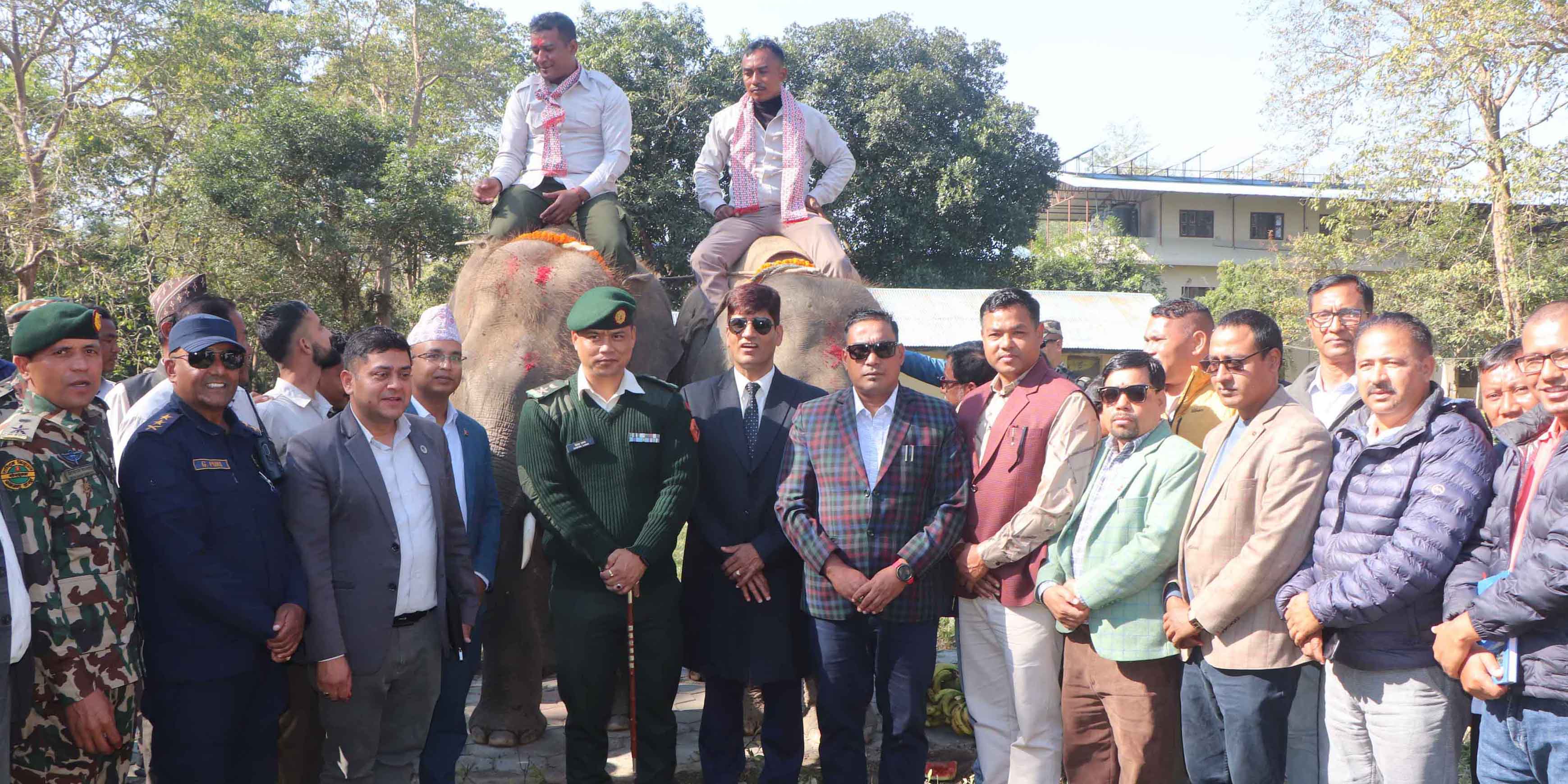 Chitwan bids farewell to two Qatar-bound elephants