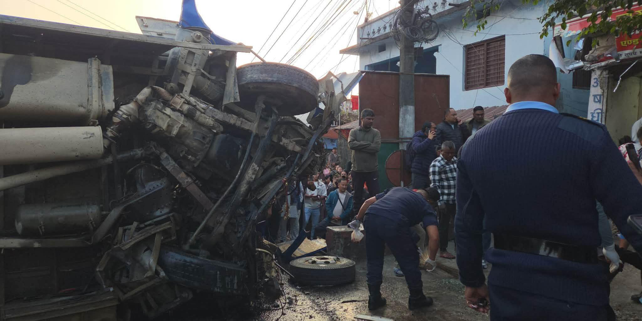 Five dead as bus rams into medical shop in Dharan