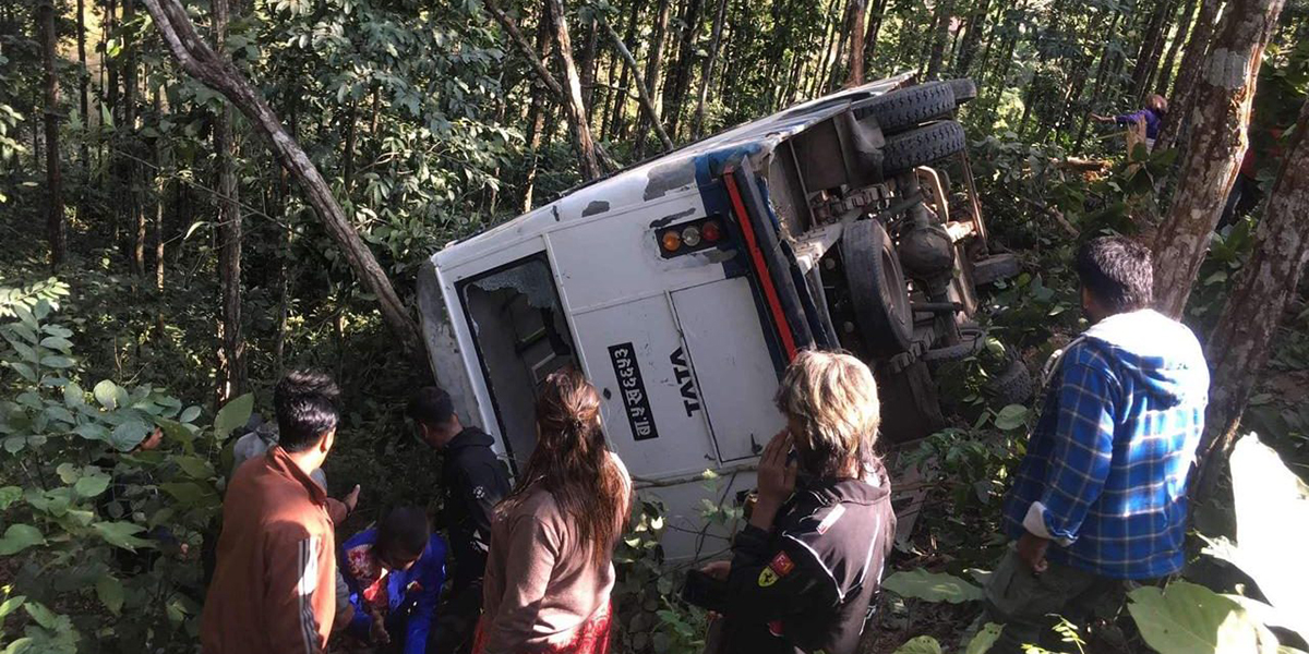 Makwanpur bus accident leaves 22 injured
