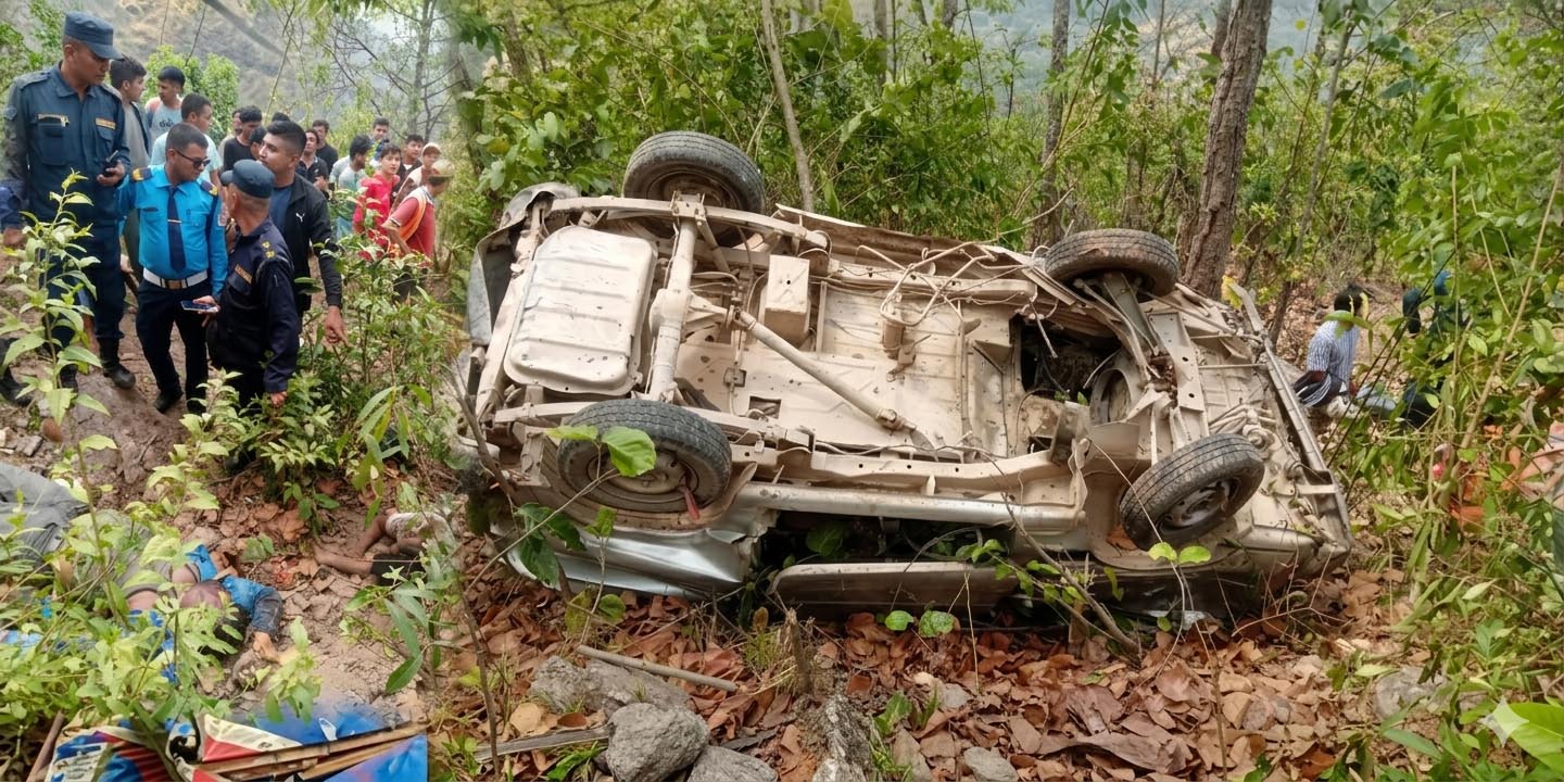 Two dead as van falls off the road in Pyuthan