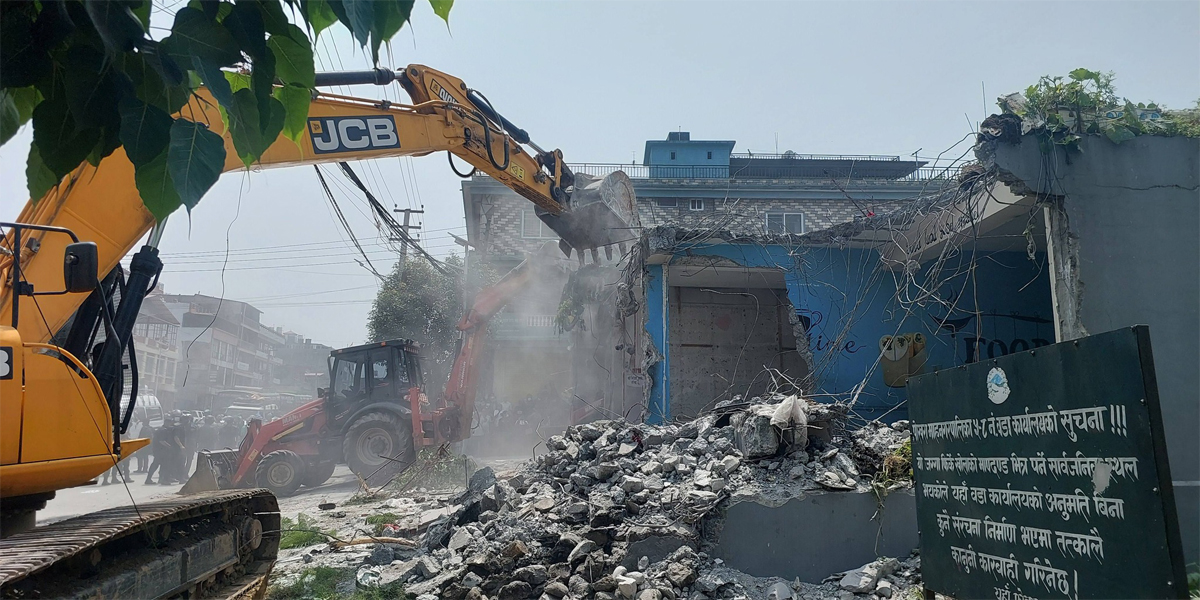 Illegal structures along Pokhara’s Firkekhola demolished