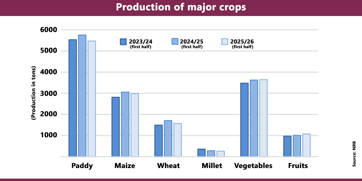 Crop production down 6.76% in first half of 2025/26