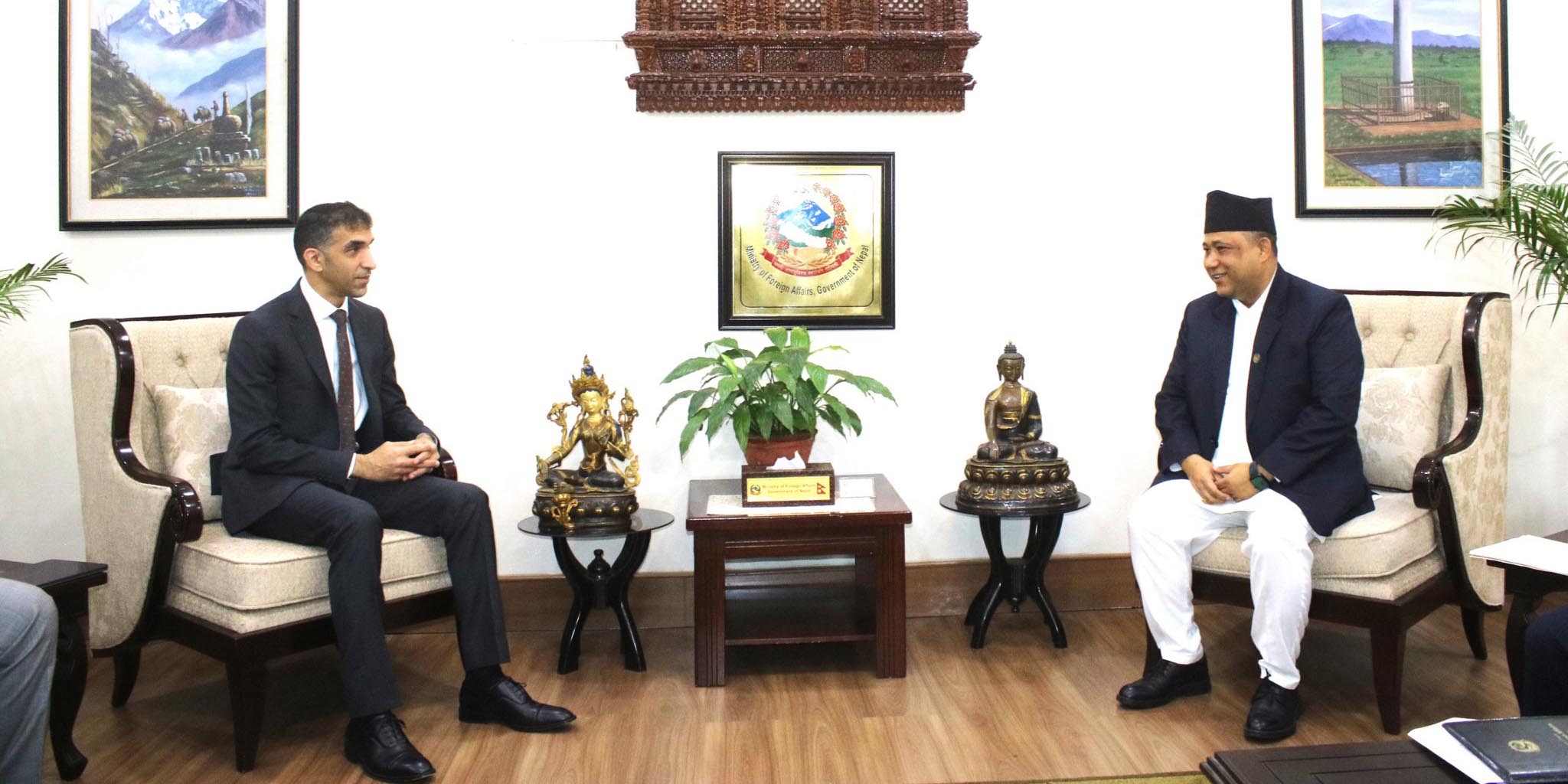 UAE Foreign Trade Minister Al Zeyoudi meets Khanal