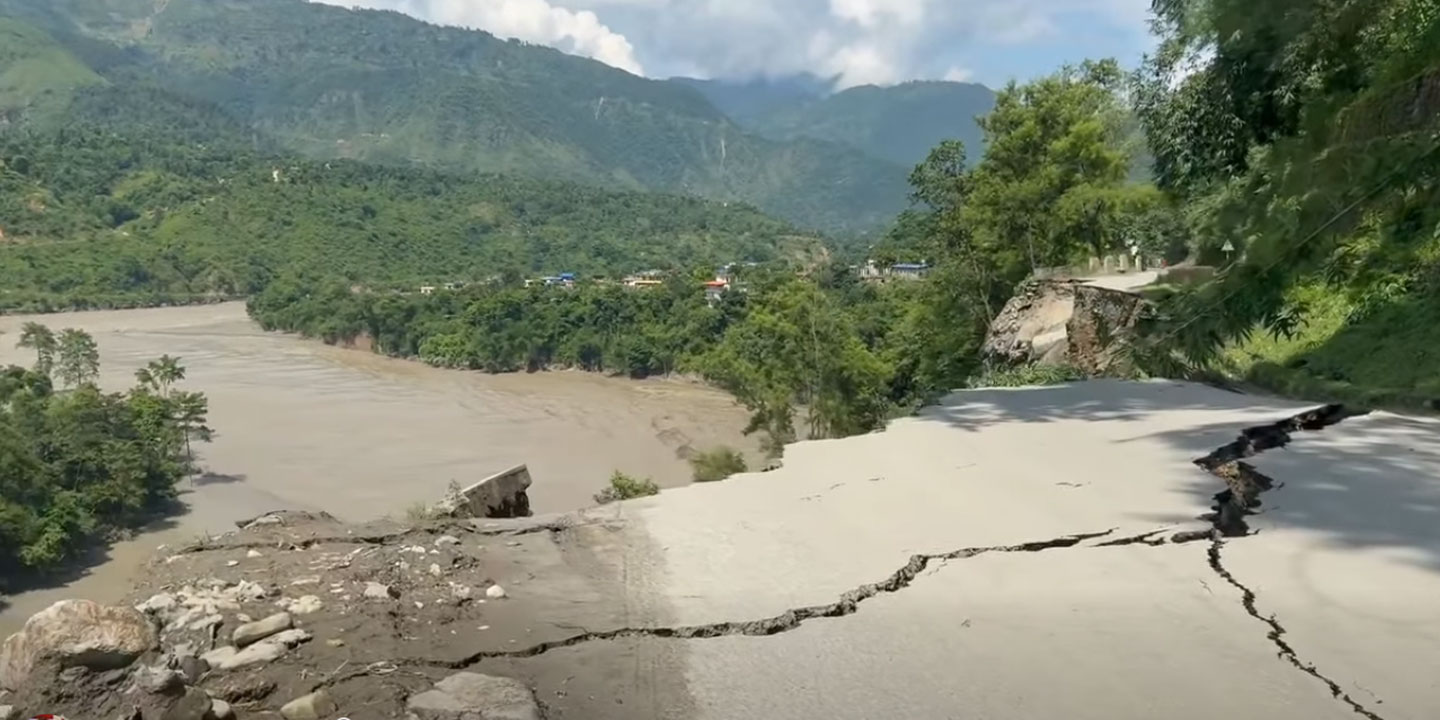 Prithvi Highway disrupted again after road collapses at Krishnabhir