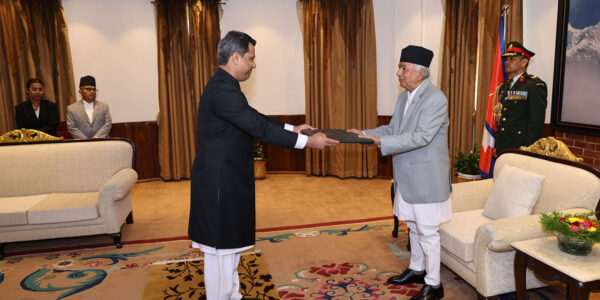 Envoys of five countries present letters of credence to President Paudel